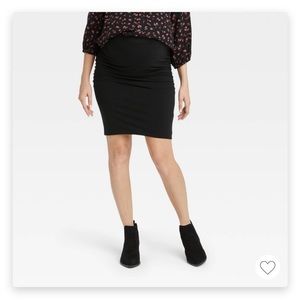 The Nines By HATCH Jersey Shirted Maternity Skirt- Black, Size Small
